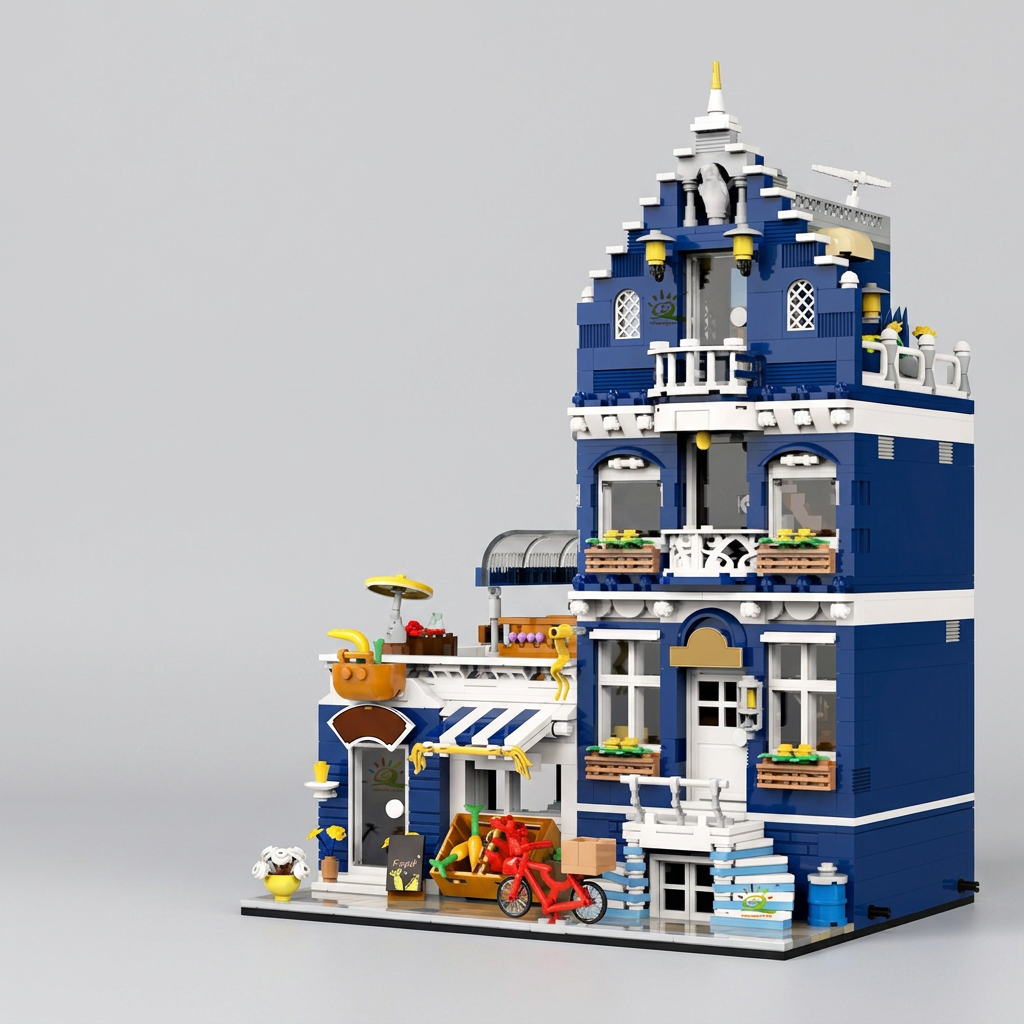 MOC City Coffee Shop Building Blocks – Micro Street View Architecture Set