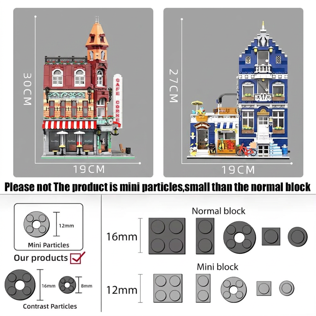 MOC City Coffee Shop Building Blocks – Micro Street View Architecture Set