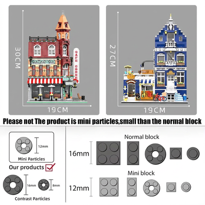 MOC City Coffee Shop Building Blocks – Micro Street View Architecture Set