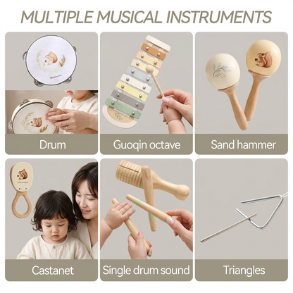 Squirrel Music Set – Wooden Montessori Instruments for Kids